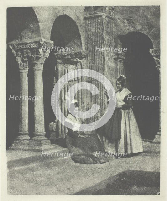 Deux arlesiennes dans le cloitre de Saint-Trophime d'Arles, c. 1854, printed 1982. Creator: Charles Nègre.