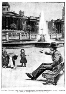 Eve's Ransom...Some ragged children were at play near him; he searched his pocket..., 1895. Creator: George Meisenbach.