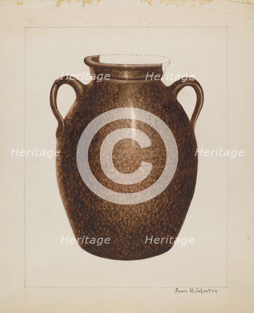 Stoneware Jar, c. 1938. Creator: Annie B Johnston.