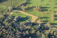 Broughton Castle fortified house, gatehouse and moat, Oxfordshire, 2024. Creator: Damian Grady.