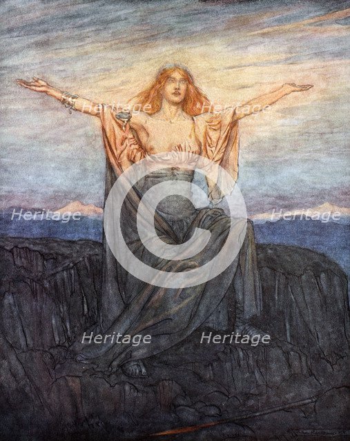 'Sun, I hail thee! Hail, O light! Hail, O glorious day!', 1924.  Artist: Arthur Rackham