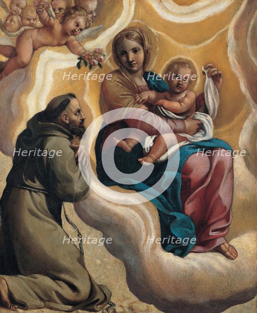 Madonna with the Child and Saint Francis, 1605. Artist: Carracci, Antonio Marziale (1583-1618)