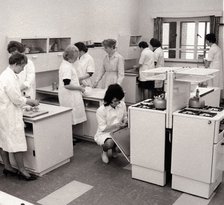 A modern domestic science classroom, York, Yorkshire, 1962. Artist: Unknown