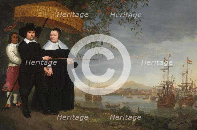 VOC Senior Merchant with his Wife and an Enslaved Servant, c.1650-c.1655. Creator: Circle of Aelbert Cuyp.