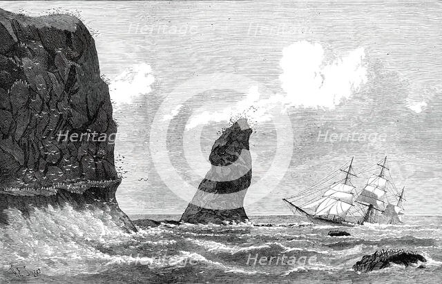 The Strathmore on the Crozet Islands, sketched by the carpenter of the ship, 1876. Creator: H. E. Tozer.