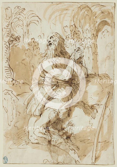 Saint Onophrius In The Wilderness, c1610-20. Creator: Jacopo Palma.