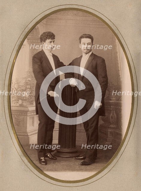 Two young men in civilian suits, 1892. Creator: Bogdanovich.