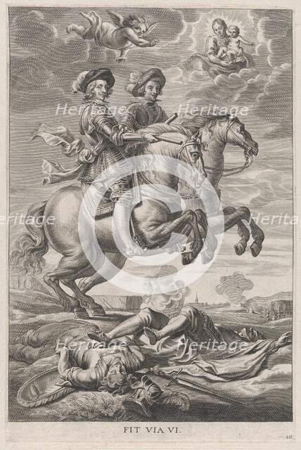 Plate 10: The King of Hungary and Ferdinand on horseback; from Guillielmus Becanus's 'Sere..., 1636. Creator: Pieter de Jode II.