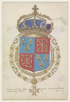 Coat of arms of Louis XIV, King of France, 1668. Creator: Anon.