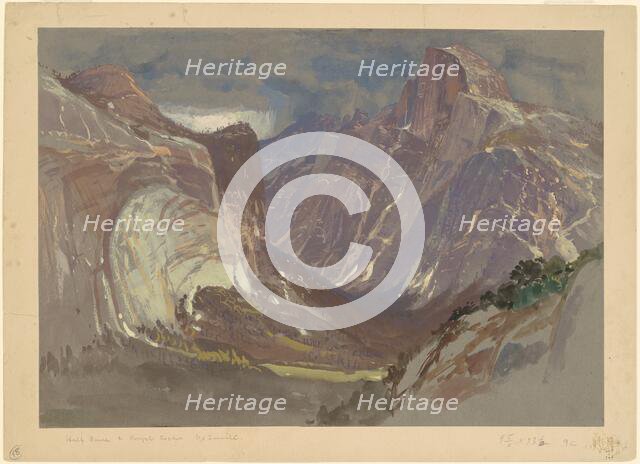 Half Dome and Royal Arches, Yosemite, from Glacier Point, c. 1870. Creator: Samuel Colman.