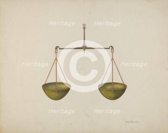 Shaker Scales, c. 1939. Creator: George V. Vezolles.