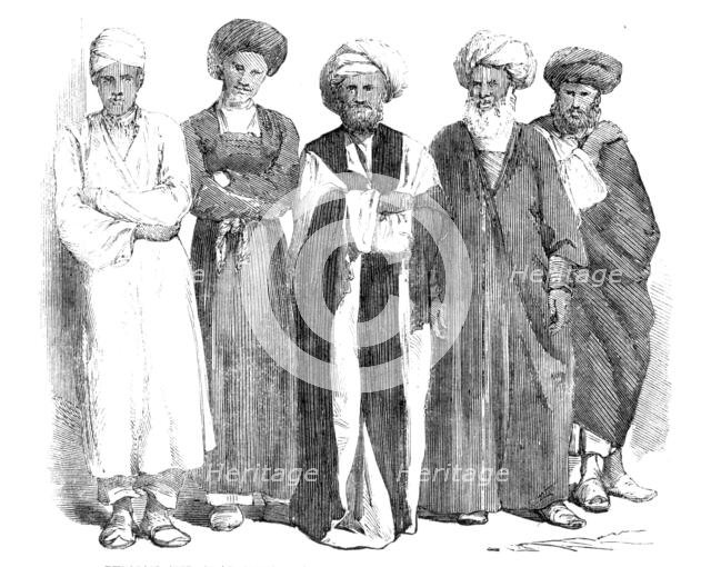 Sketches in the Persian Gulf - Persian and Arab inhabitants of Bushire - from a photograph, 1857. Creator: Unknown.