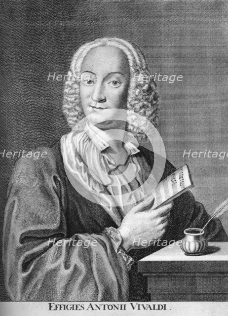 Antonio Vivaldi, Italian Baroque composer, Catholic priest, and virtuoso violinist, 1725. Artist: Peter La Cave