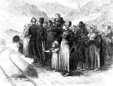 Opening of the Mont Cenis Tunnel: country people waiting to see the train pass, 1871. Creator: Unknown.