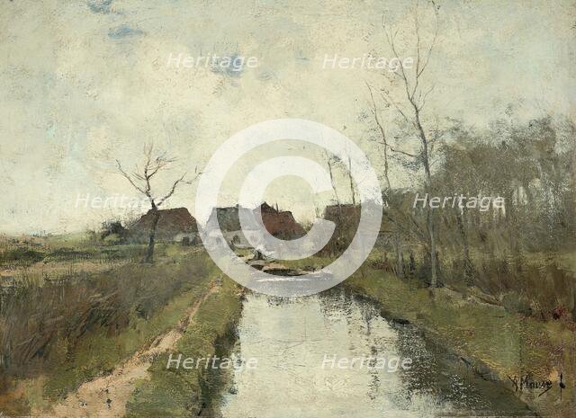 Houses on a dyke, 1870-1888.  Creator: Anton Mauve.