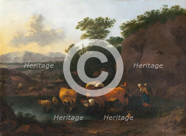 Cattle at a ford, 1670-1680. Creator: Abraham Jansz Begeyn.
