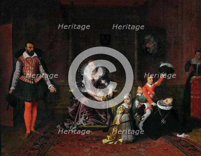 The Spanish ambassador surprises Henri IV playing with his children, 1817. Creator: Ingres, Jean Auguste Dominique (1780-1867).