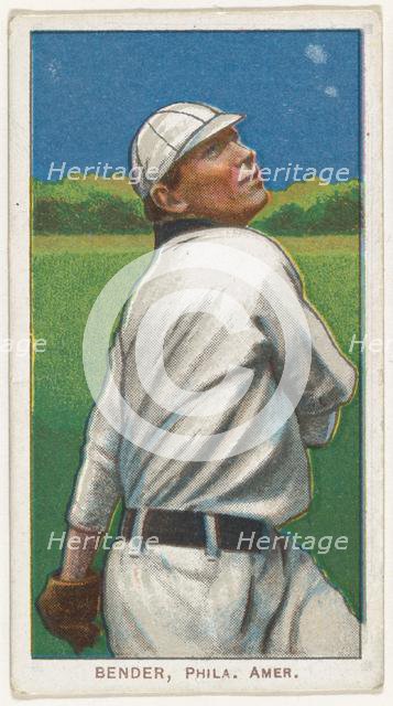 Bender, Philadelphia, American League, from the White Border series (T206) for the Amer..., 1909-11. Creator: American Tobacco Company.