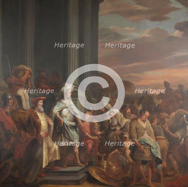 King Cyrus Handing over the Treasure Looted from the Temple of Jerusalem, 1655-1669. Creator: Ferdinand Bol.