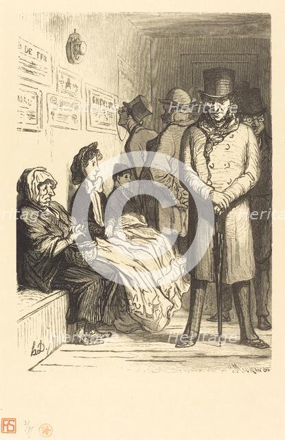 Un Bureau d'attente d'omnibus, 1862. Creator: Charles Maurand.