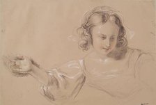 Girl with Outstretched Arm - Study for Dick Whittington and His Cat, c1836. Creator: William Allan.