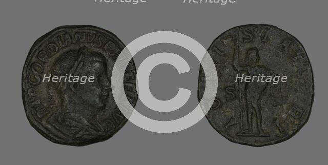 Sestertius (Coin) Portraying Emperor Gordianus, 238-244. Creator: Unknown.
