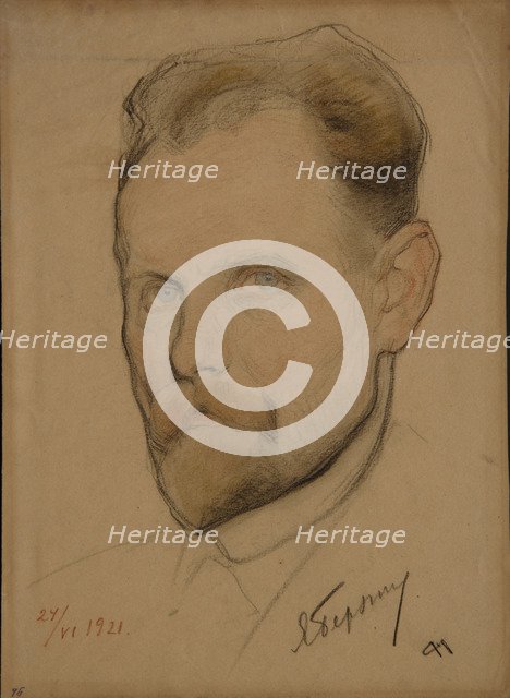 Portrait of Jan Berzin (1889-1938), 1921. Artist: Andreev, Nikolai Andreevich (1873-1932)
