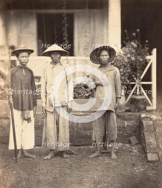 Prisonniers conduits par un Mata, Cochinchine, 1866. Creator: Emile Gsell.