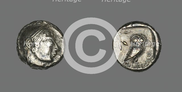 Tetradrachm (Coin) Depicting the Goddess Athena, 530-490 BCE. Creator: Unknown.