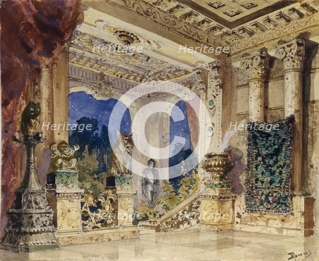 Stage design for the opera The scarlet Rose by N. Krotkov, 1884. Artist: Polenov, Vasili Dmitrievich (1844-1927)