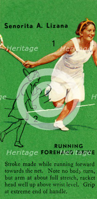 'Senorita A. Lizana - Running Forehand Drive', c1935. Creator: Unknown.