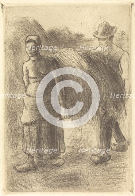 Peasants Carrying Hay (Paysans portant du foin), 1900. Creator: Camille Pissarro.