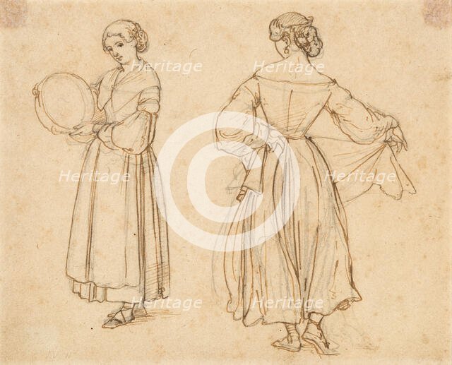 Figure study for Dancing Roman Woman, before 1838. Creator: Wilhelm Marstrand.