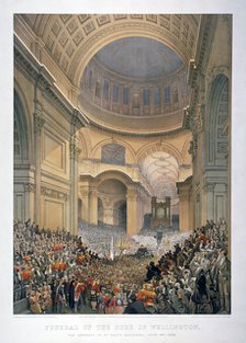 Interior of St Paul's Cathedral during the funeral of the Duke of Wellington, London, 1852 (1853).   Artist: William Simpson