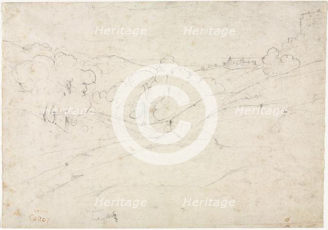 View of Marino (recto); Sketch for a Landscape (verso), 1827. Creator: Jean Baptiste Camille Corot (French, 1796-1875).