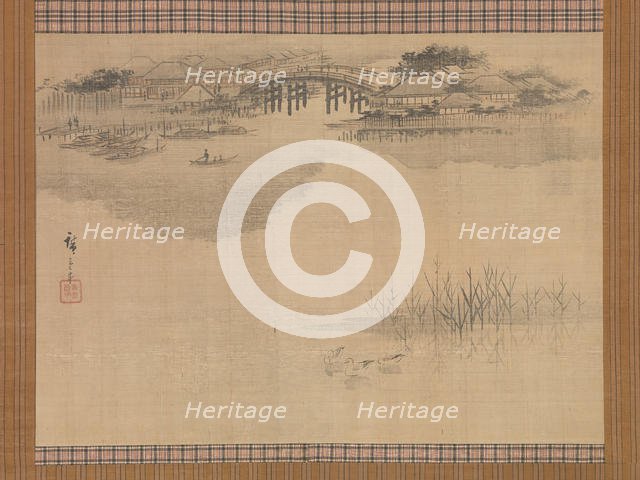 The Imado Bridge at the Foot of Mount Matsuchi, 19th century. Creator: Ando Hiroshige.