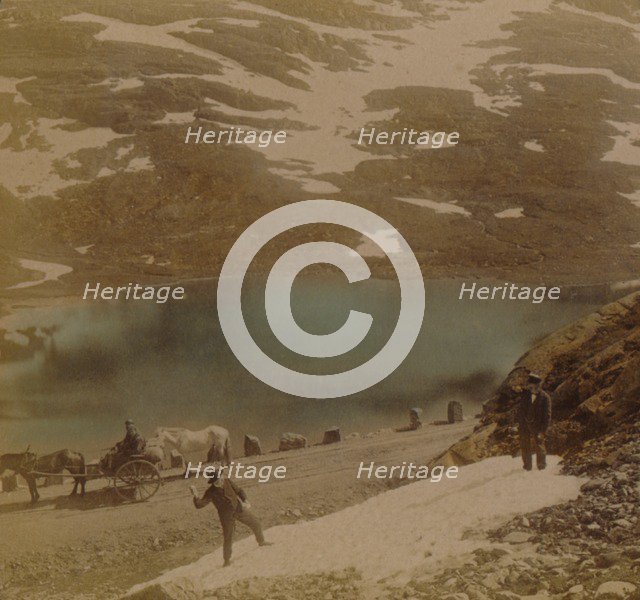 'Travellers with July snowballs, on road over the Haukeli mountains, Norway', Artists: Elmer Underwood, Bert Elias Underwood.