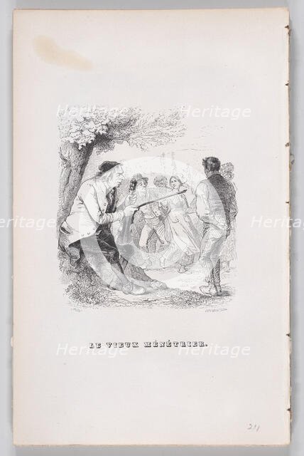 The Old Minstrel from The Complete Works of Béranger, 1836. Creator: John Thompson.
