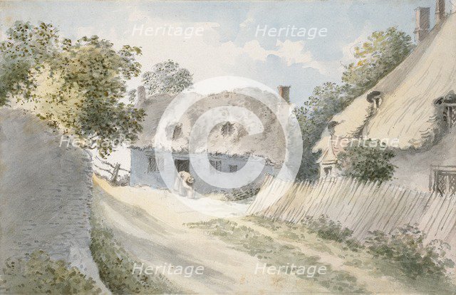 Cottages in a Village Street, 18th century. Artist: John Baptist Malchair.