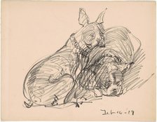 Two Dogs, 1919. Creator: Charles Herbert Woodbury.