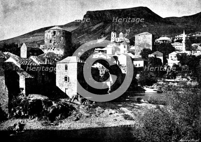Ten Days in Bosnia: the bridge at Mostar, 1895. Creator: Andre & Sleigh.