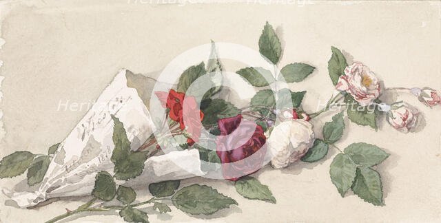 Bouquet of roses and pelargonium, 1878. Creator: Willem de Famars Testas.