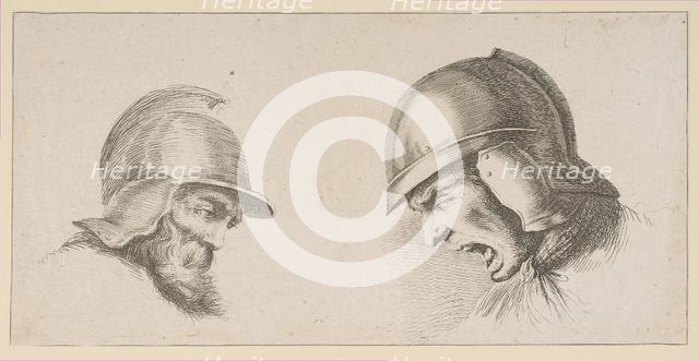 Two Heads of Old Soldiers, after 1641. Creator: Peregrine Lovell.