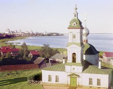 Church on the site of Saint Leontius murder; view, from the bell tower..., Rostov Velikii, 1911. Creator: Sergey Mikhaylovich Prokudin-Gorsky.