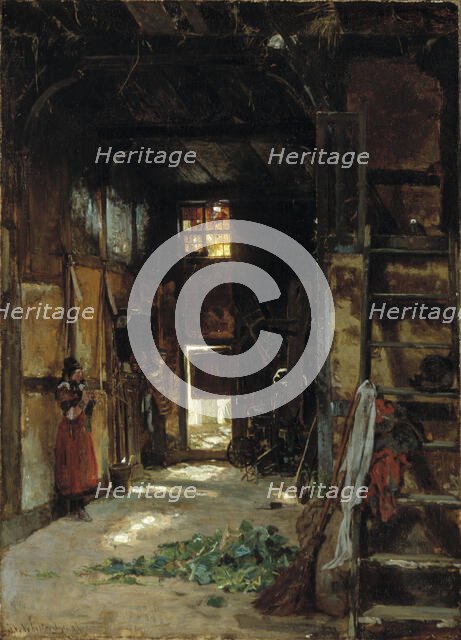 Interior of a Westphalian Cottage, 1852. Creator: Worthington Whittredge.
