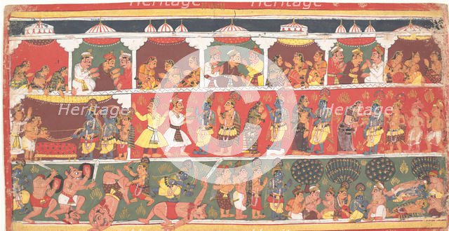Encounters in Mathura: Page from a Dispersed Bhagavata Purana..., ca. 1700. Creator: Unknown.