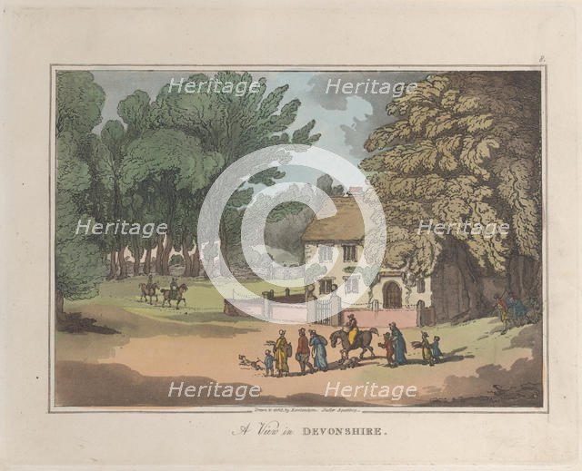 A View in Devonshire, from "Sketches from Nature", 1822., 1822. Creators: Thomas Rowlandson, Joseph Constantine Stadler.