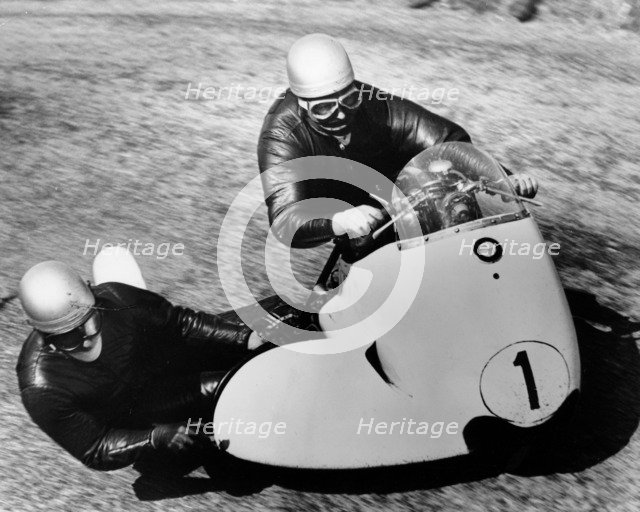 BMW Motorbike and sidecar combination, 1958. Artist: Unknown