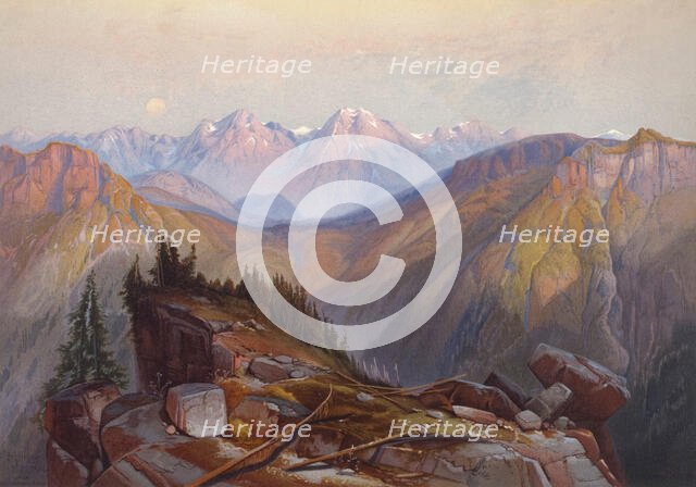 Lower Yellowstone Range seen from Yellowstone National Park, 1874. Creator: Thomas Moran.