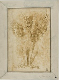 Squatting Monster with Human Head and Wings, n.d. Creators: Virgil Solis, Baccio del Bianco.
